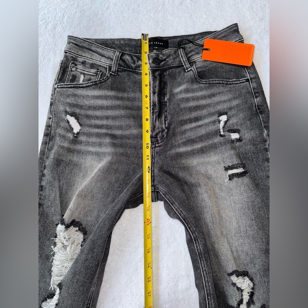 Risen Jeans Women’s Sz 11/30 High Waist Girlfriend Jeans black distressed Ripped - Picture 5 of 14